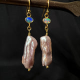 Sacred Opal Pearl Drop Earrings Rose