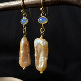 Sacred Opal Pearl Drop Earrings Peach