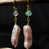 Sacred Opal Pearl Drop Earrings Rose
