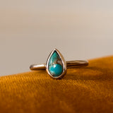 Turquoise Teardrop Ring in Silver