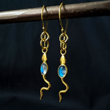 Eva Serpent Drop Earrings Gold - Labradorite
