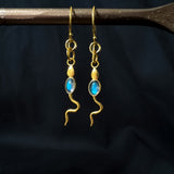 Eva Serpent Drop Earrings Gold - Labradorite