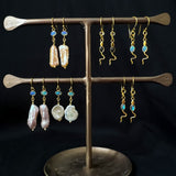 Sacred Opal Pearl Drop Earrings Peach