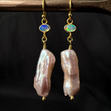 Sacred Opal Pearl Drop Earrings Rose
