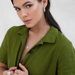 Arra - Organic Arrow Silver Necklace on Model