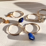 Golden Heart Hoop Earrings - Lapis Lazuli