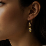 Aqua - Gold Moonstone Teardrop Earrings