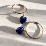 Golden Heart Hoop Earrings - Lapis Lazuli