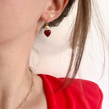 Ivory Pearl Love Heart on Ginkgo Shaped Earrings