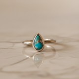 Turquoise Teardrop Ring in Silver