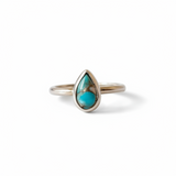 Turquoise Teardrop Ring in Silver