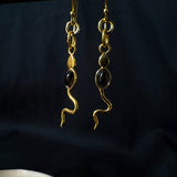 Eva Serpent Drop Earrings Gold - Smokey Quartz