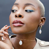 Large Baroque Ivory Pearl Huggies Hoop Earrings