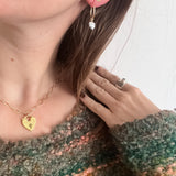 Love Heart Hoop Earrings - Dendritic Opal