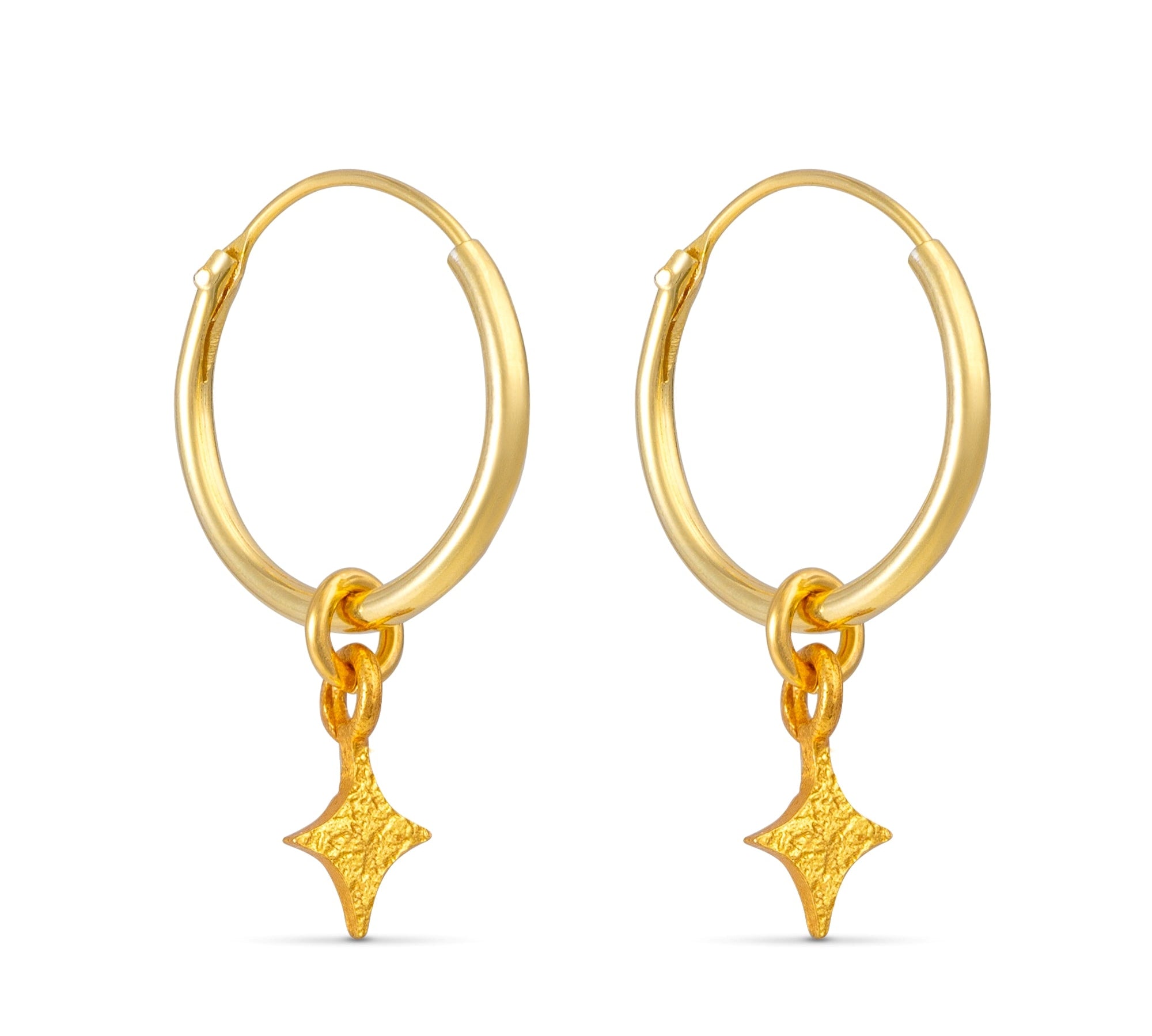 Star Moon Charm Earrings Gold