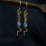 Eva Serpent Drop Earrings Gold - Labradorite