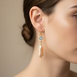 Sacred Opal Pearl Drop Earrings Peach