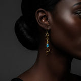 Eva Serpent Drop Earrings Gold - Labradorite