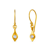 Aqua - Gold Moonstone Teardrop Earrings