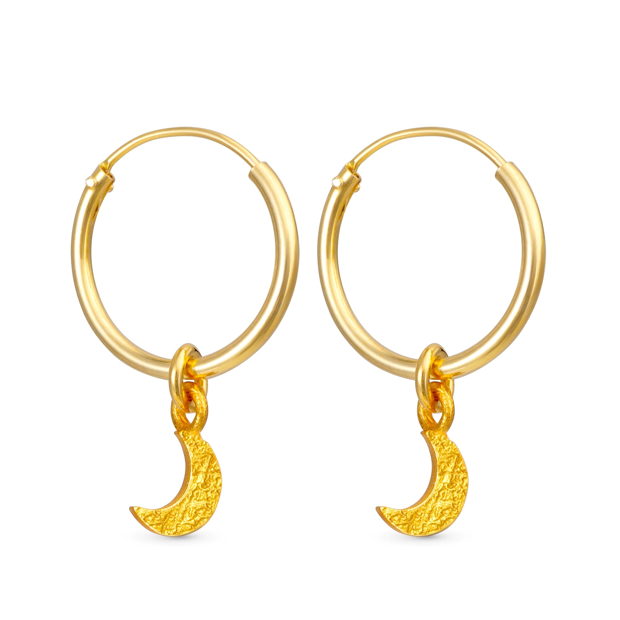 Star Moon Charm Earrings Gold