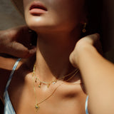 Terra - Gold Moonstone Charm Necklace with Gold Charms