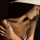 Terra - Gold Moonstone Charm Necklace with Gold Charms
