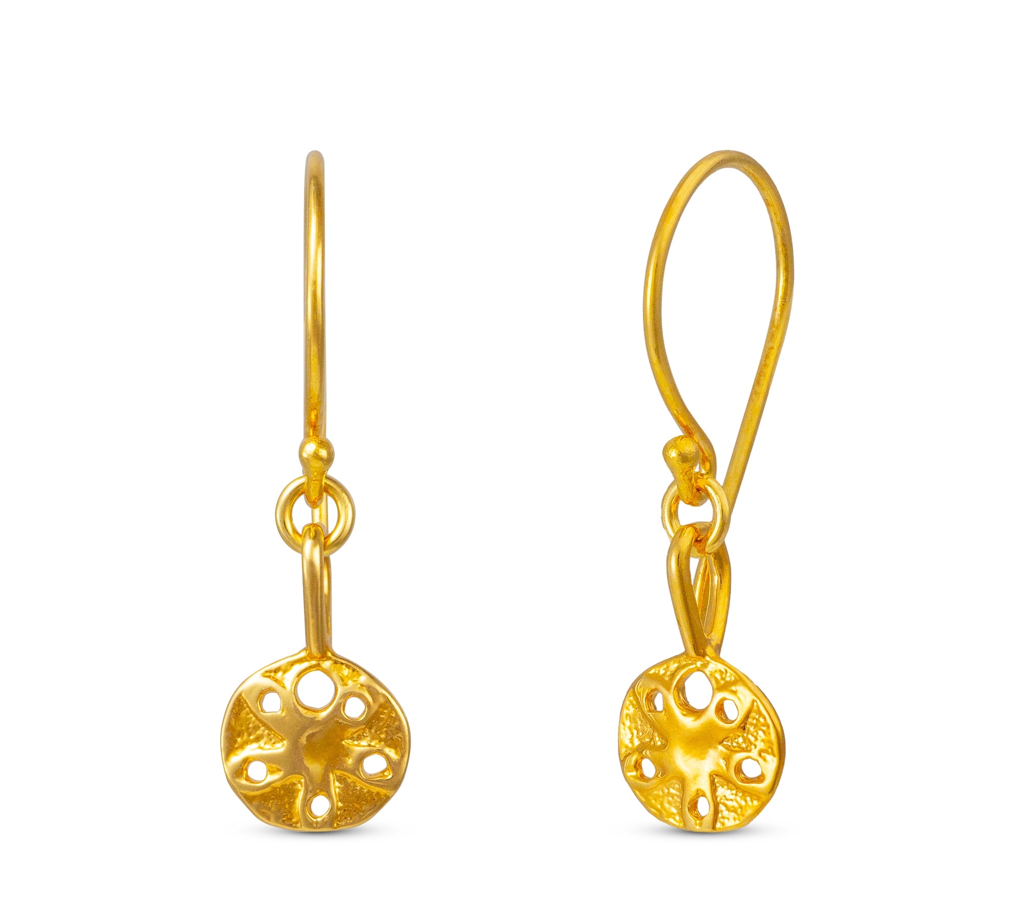 Sand Dollar Shell Earrings Gold, Silver