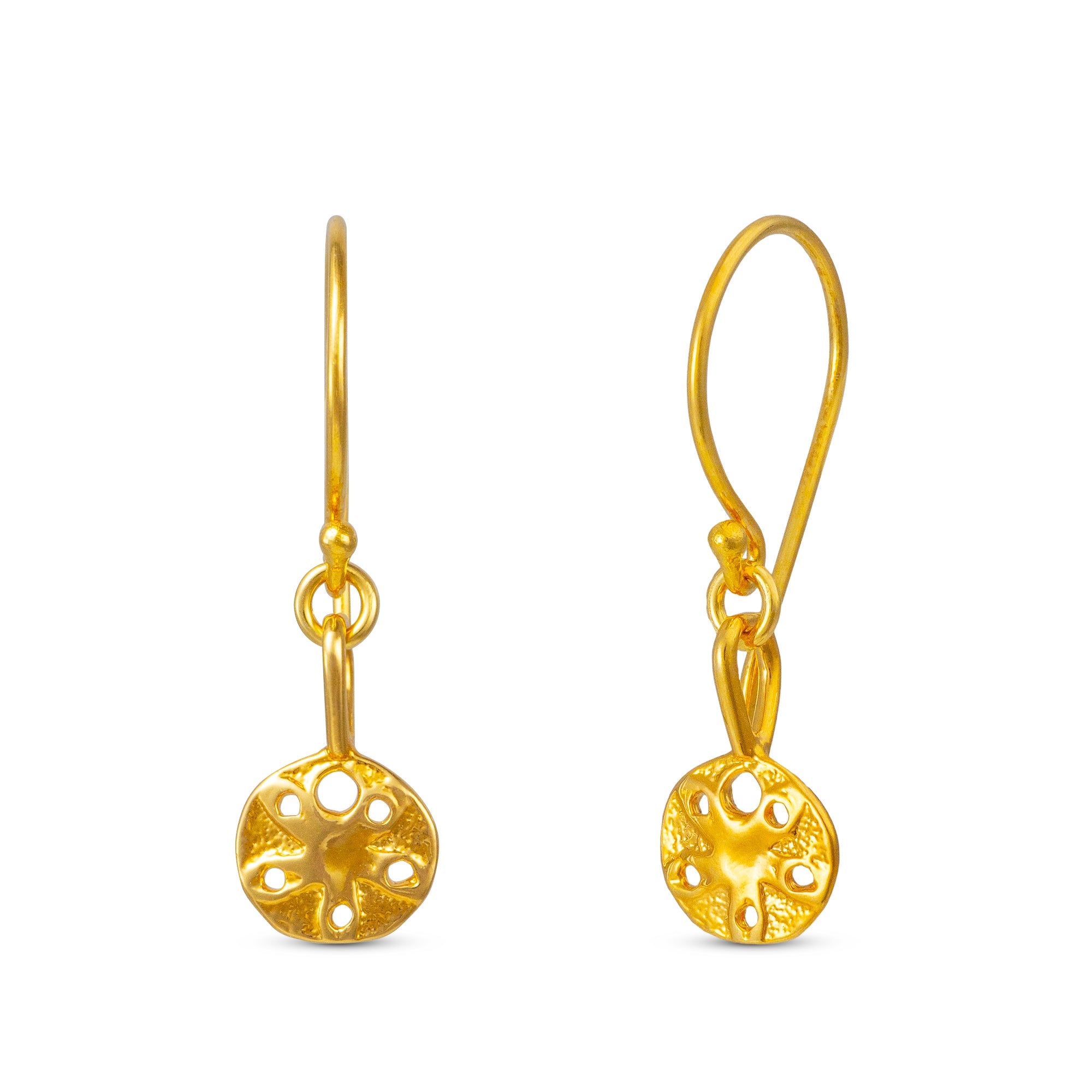 Sand Dollar Shell Earrings Gold, Silver