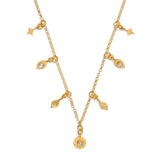 Soluna - Gold Moonstone Charm Necklace with Gold Charms