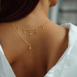 Soluna - Gold Moonstone Charm Necklace with Gold Charms
