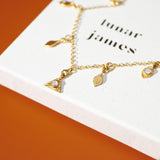 Terra - Gold Moonstone Charm Necklace with Gold Charms