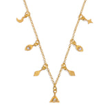 Terra - Gold Moonstone Charm Necklace with Gold Charms