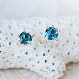 London Blue Topaz December Birthstone Studs - Gold, Silver