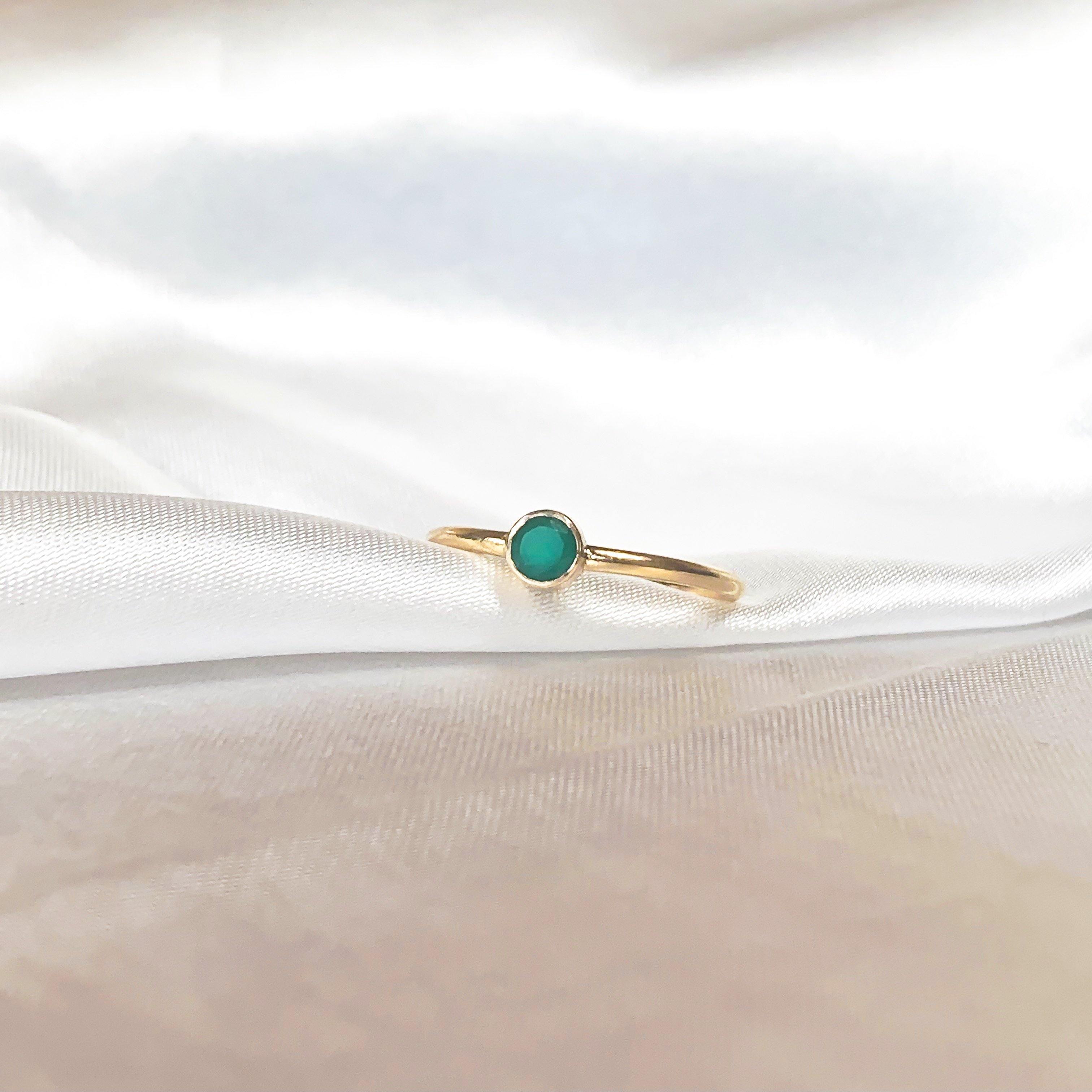 May Birthstone Ring - Green Onyx - Lunar James