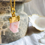 Peach Moonstone Raw Crystal Pendant Necklace - Sacral Chakra
