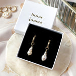 Combarro - Pearl Charm Hoop Earrings - Lunar James
