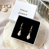 Combarro - Pearl Charm Hoop Earrings - Lunar James