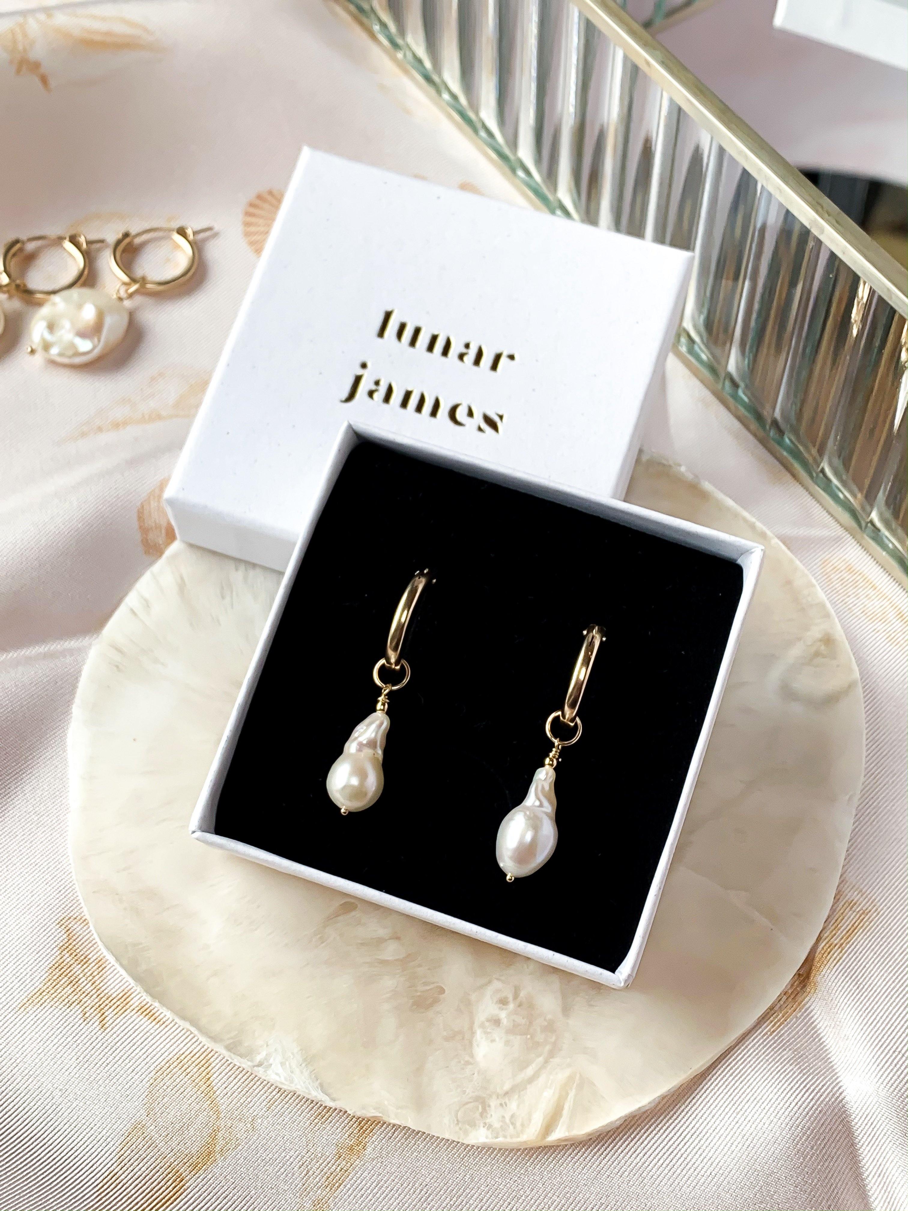 Combarro - Pearl Charm Hoop Earrings - Lunar James