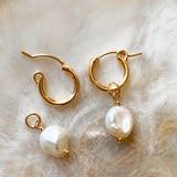 Besalu - Ivory Pearl Huggie Earrings