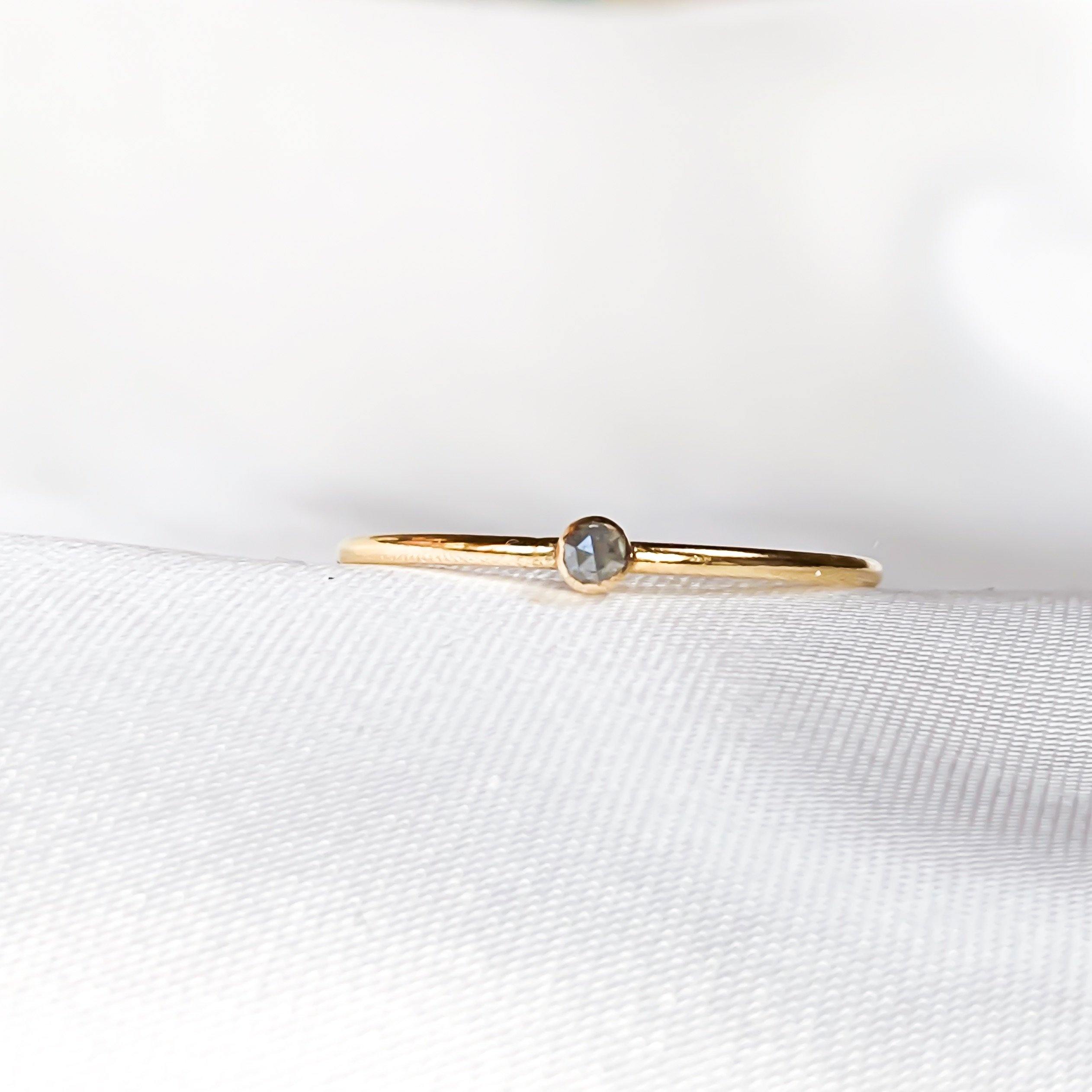 April Birthstone Ring - Charcoal Grey Diamond - Lunar James