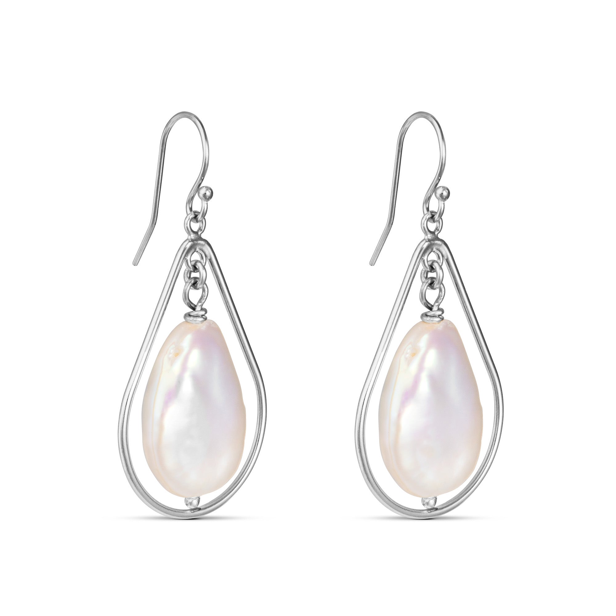 Ostra - Freshwater Pearl Gold Teardrop Earrings