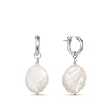 Large Ivory Pearl Huggies Hoop Earrings