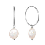 Lydia - Freshwater Coin Pearl Hoop Earrings