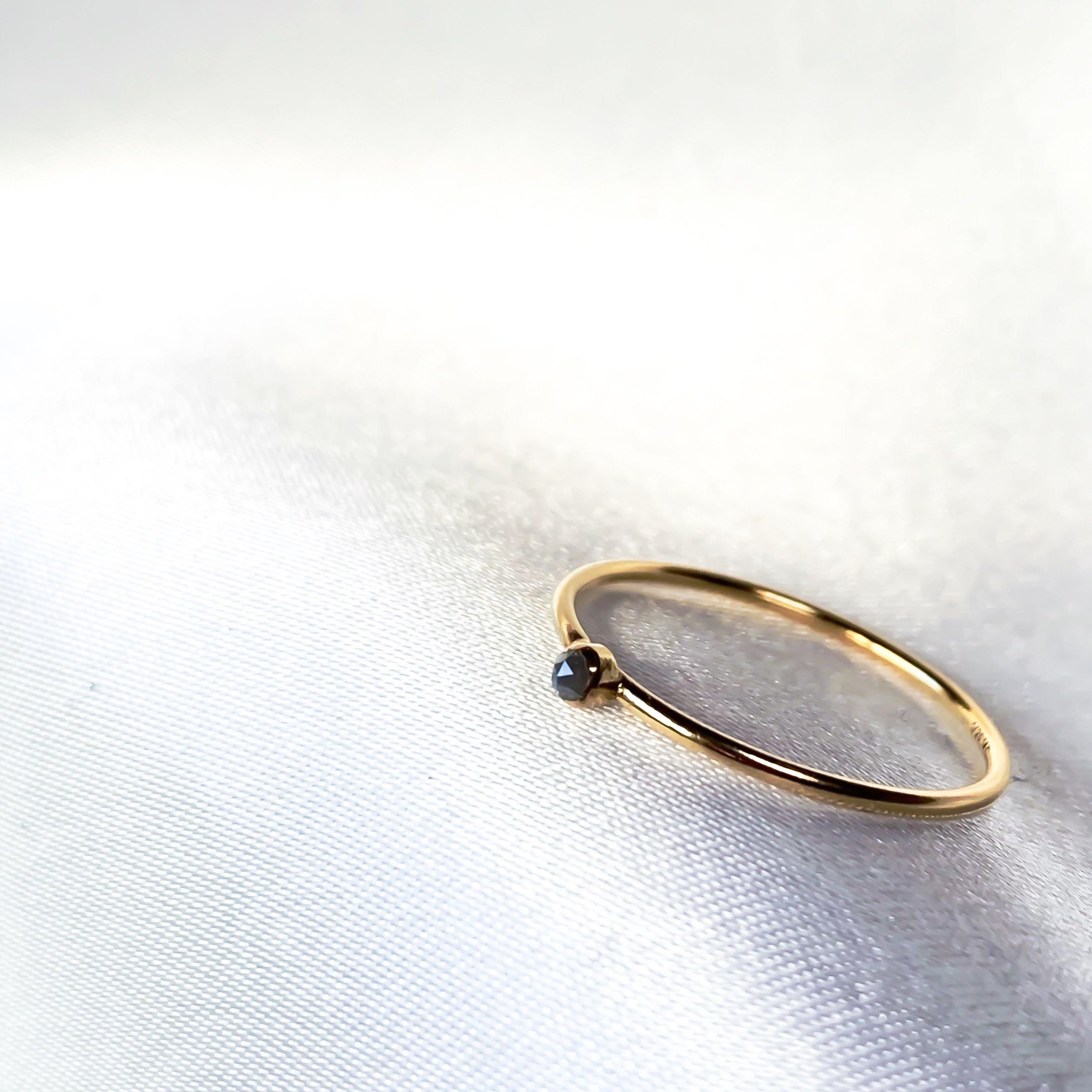 April Birthstone Ring - Charcoal Grey Diamond - Lunar James