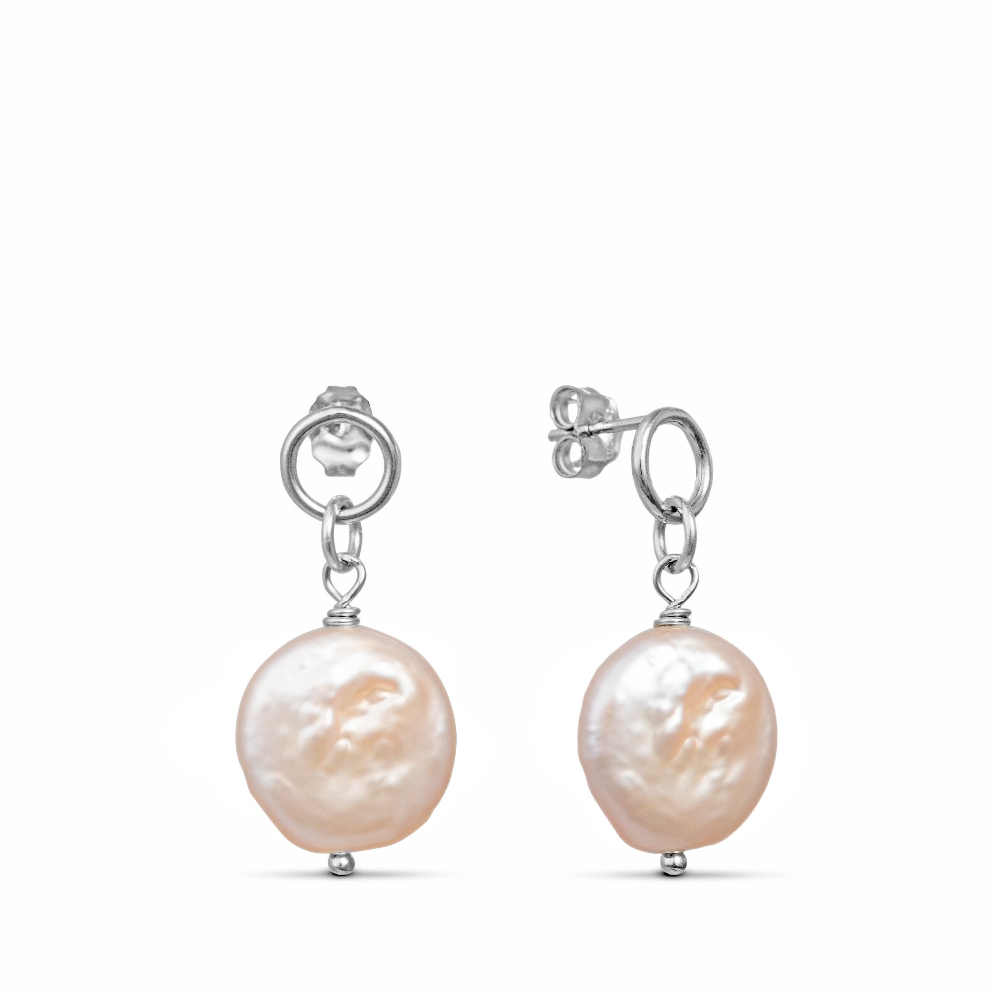 Anya - Freshwater Coin Pearl Earrings