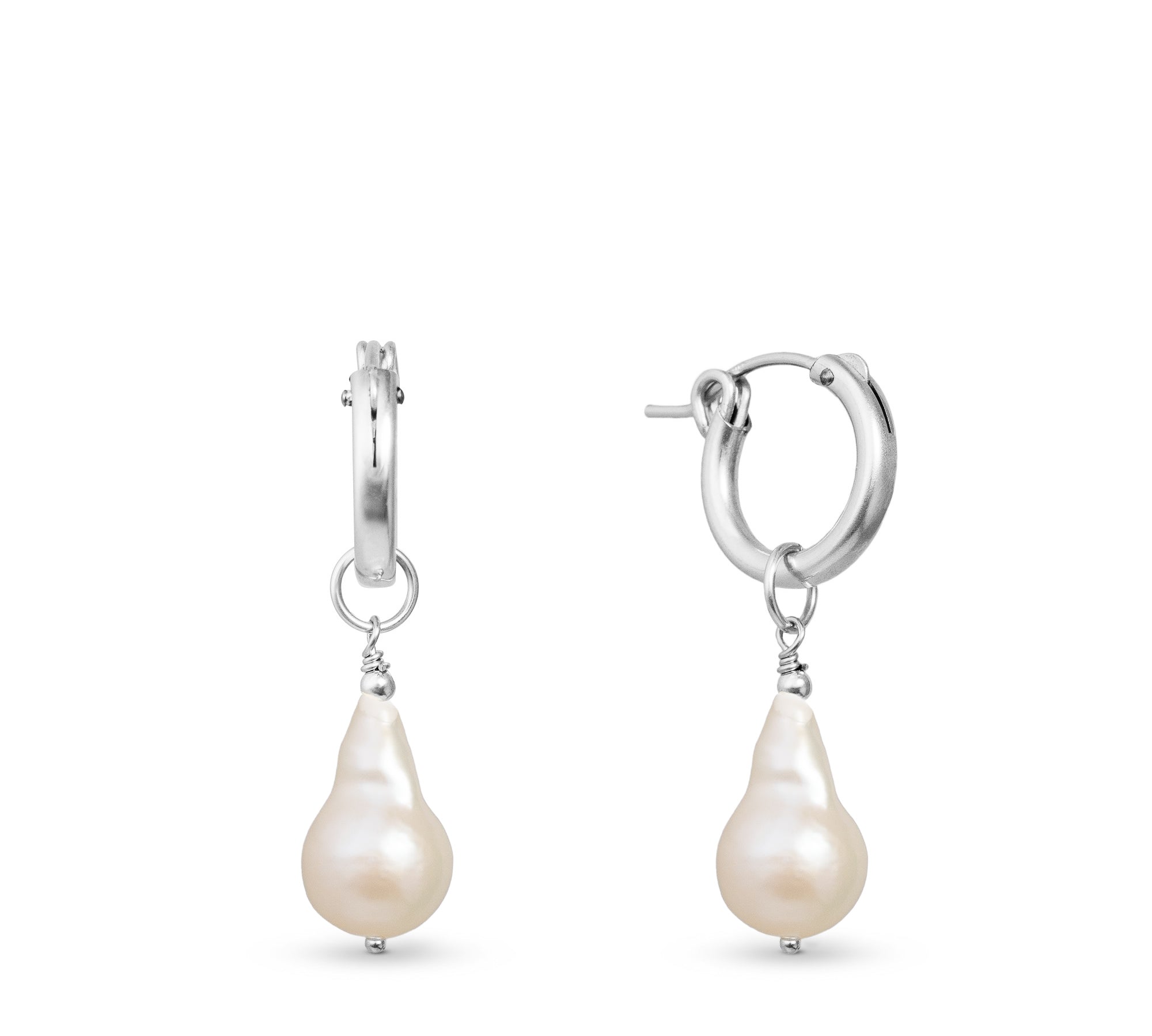 Combarro - Baroque Freshwater Pearl Gold Hoop Earrings