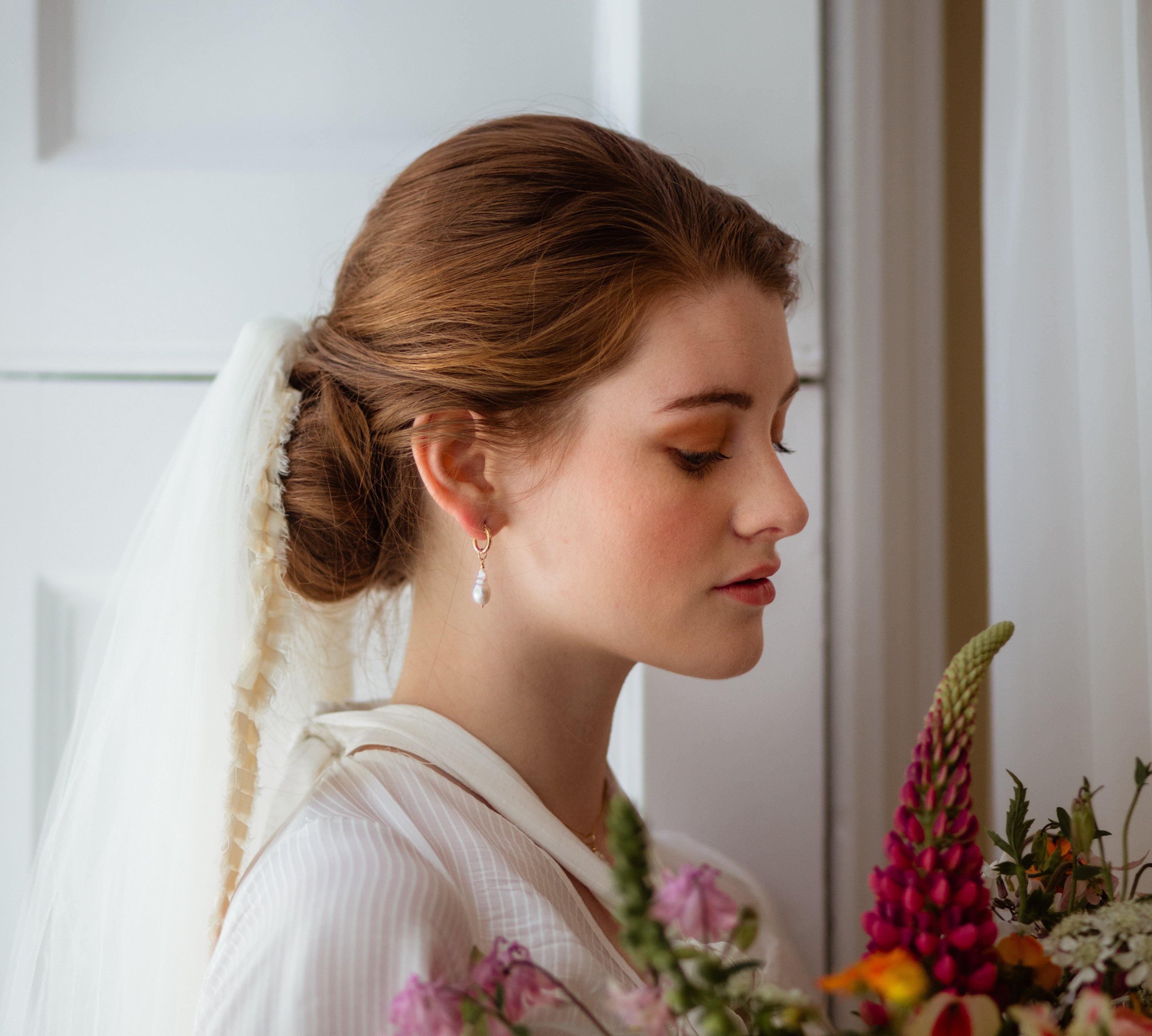 Combarro - Pearl Charm Hoop Earrings - Lunar James