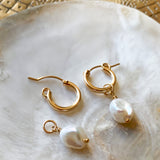 Besalu - Ivory Pearl Huggie Earrings