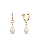 Combarro - Baroque Freshwater Pearl Gold Hoop Earrings