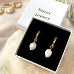 Besalu - Pearl Charm Hoop Earrings - Lunar James